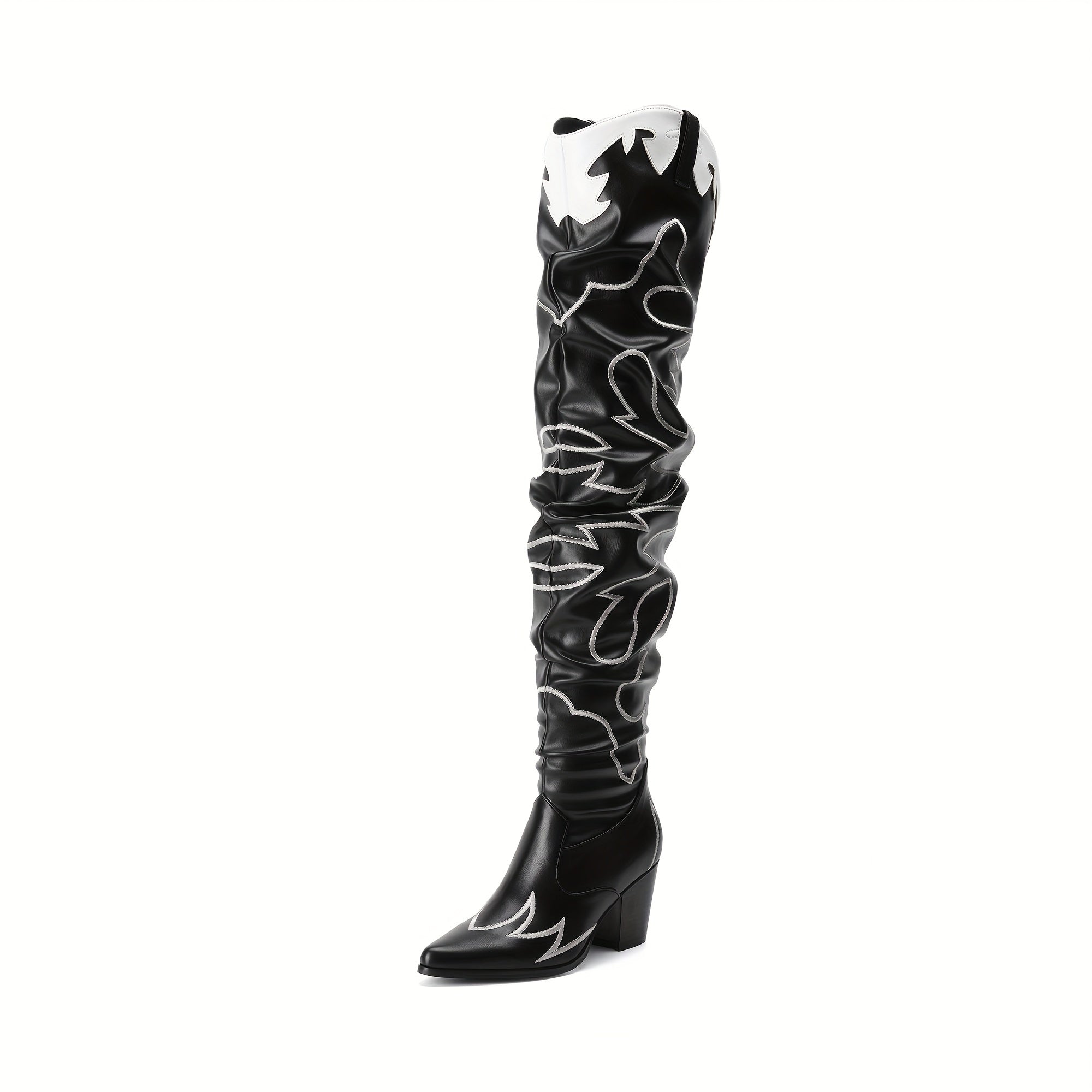 Western Cowboy Boots Over The Knee Western Cowgirl Pointed Toe Boots Women Thigh High Boots Suitable for Party, Dance, Shopping, Walk, Office. Perfect Gift for Friends, Wife, Sister, Daughter.