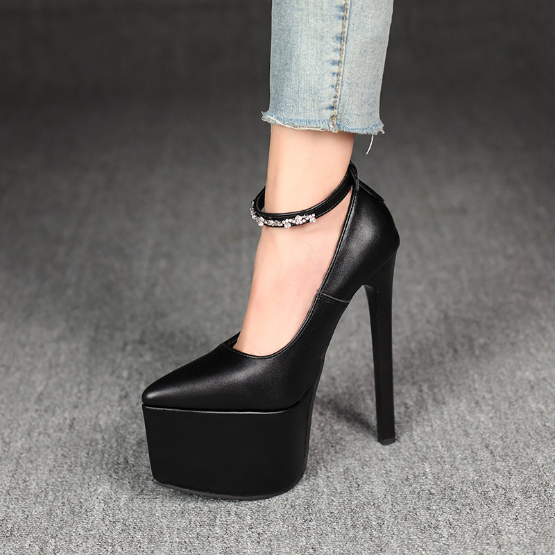 Women's Ultra-High Block Heel Platform stiletto heels - All-Season Elegant black Faux Cover Glossy Dress Shoes with Arch Support, Non-Slip Rubber Sole & Cushioned Insole for Formal Events, Parties, Casual Attire - All-'s High