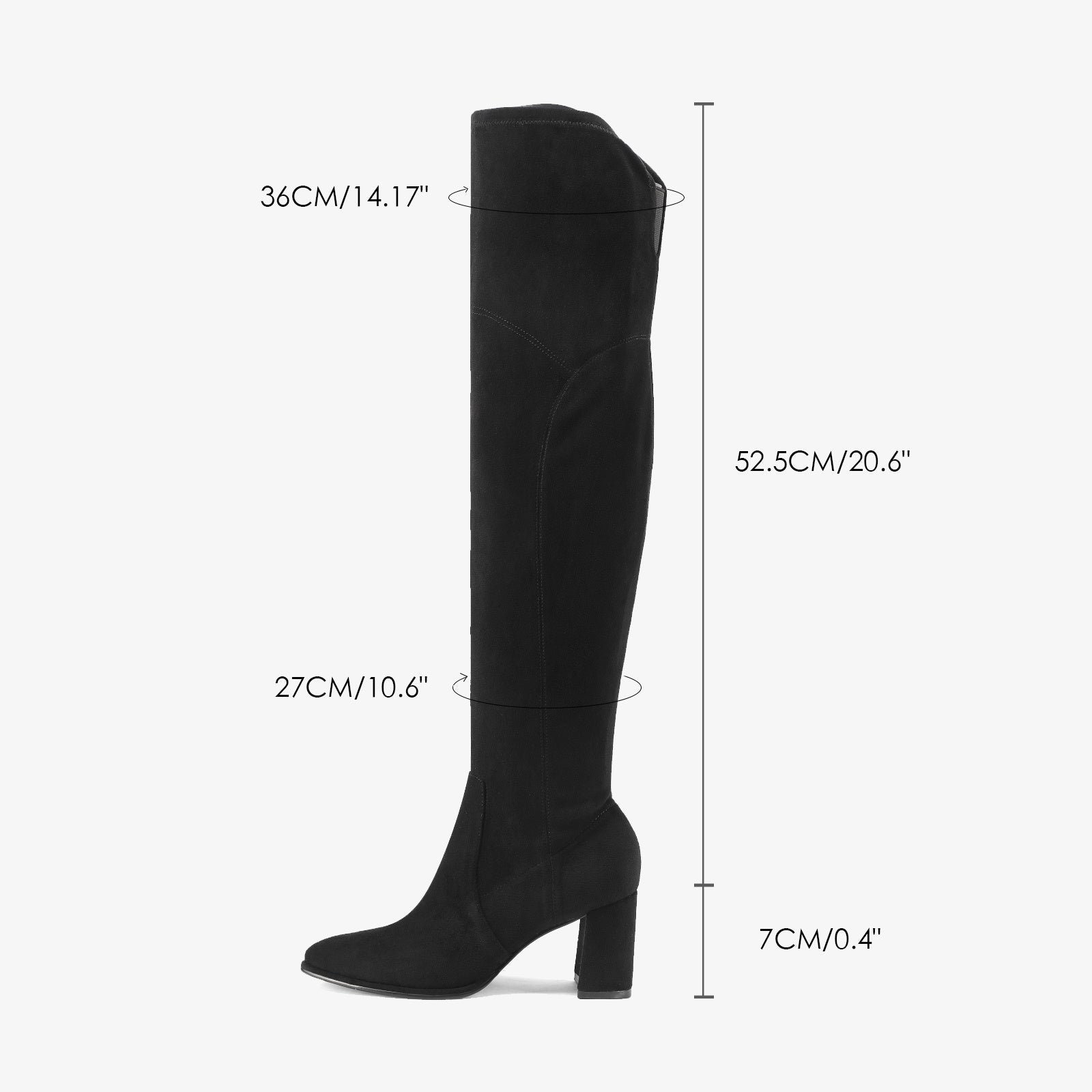 Women's Over the Knee Boots Suede Thigh High Boots Chunky Block Heel Pointed Toe Stretch Wide Calf Long Slouch Fall Winter Dress Boots