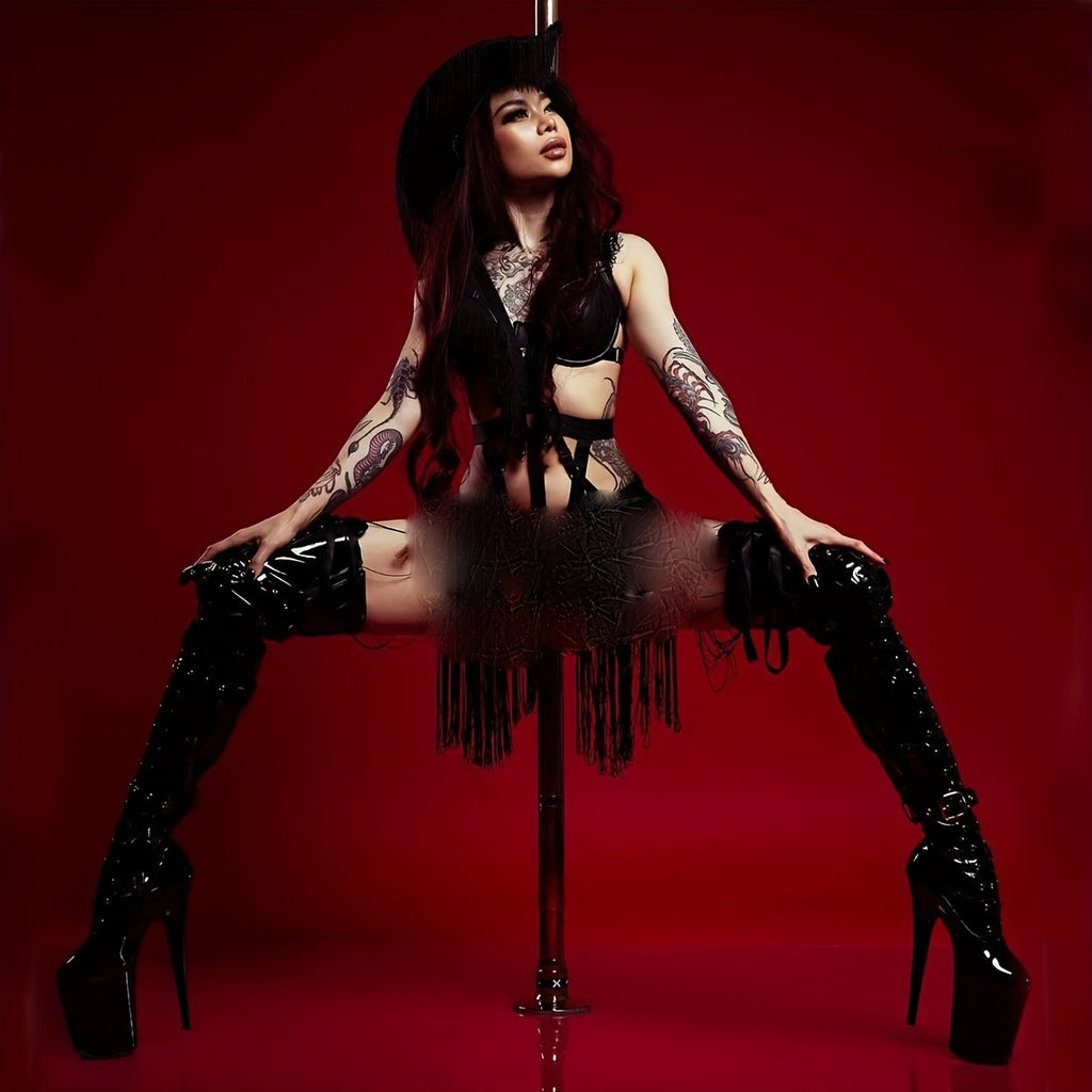 MISSHEELS Women's 8" Platform Stiletto Thigh High Boots - Sexy PU Cover Over-The-Knee Zipper Closure, Plus Size All-Season Exotic Pole Boots for Casual & Nightlife, Nightlife Footwear | Sleek Stiletto Boots | Pu Cover Boots,