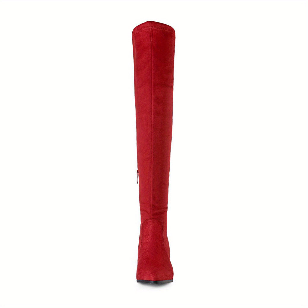 Over The Knee Thigh High Boots, Stretch Block Heel Women's Long Boots for Autumn Winter with Dresses, Jeans, Leggings, Stockings, Sweaters, for Party, Dance, Shopping, Walk, Office, Gift for Friends, Wife, Sister, Daughter