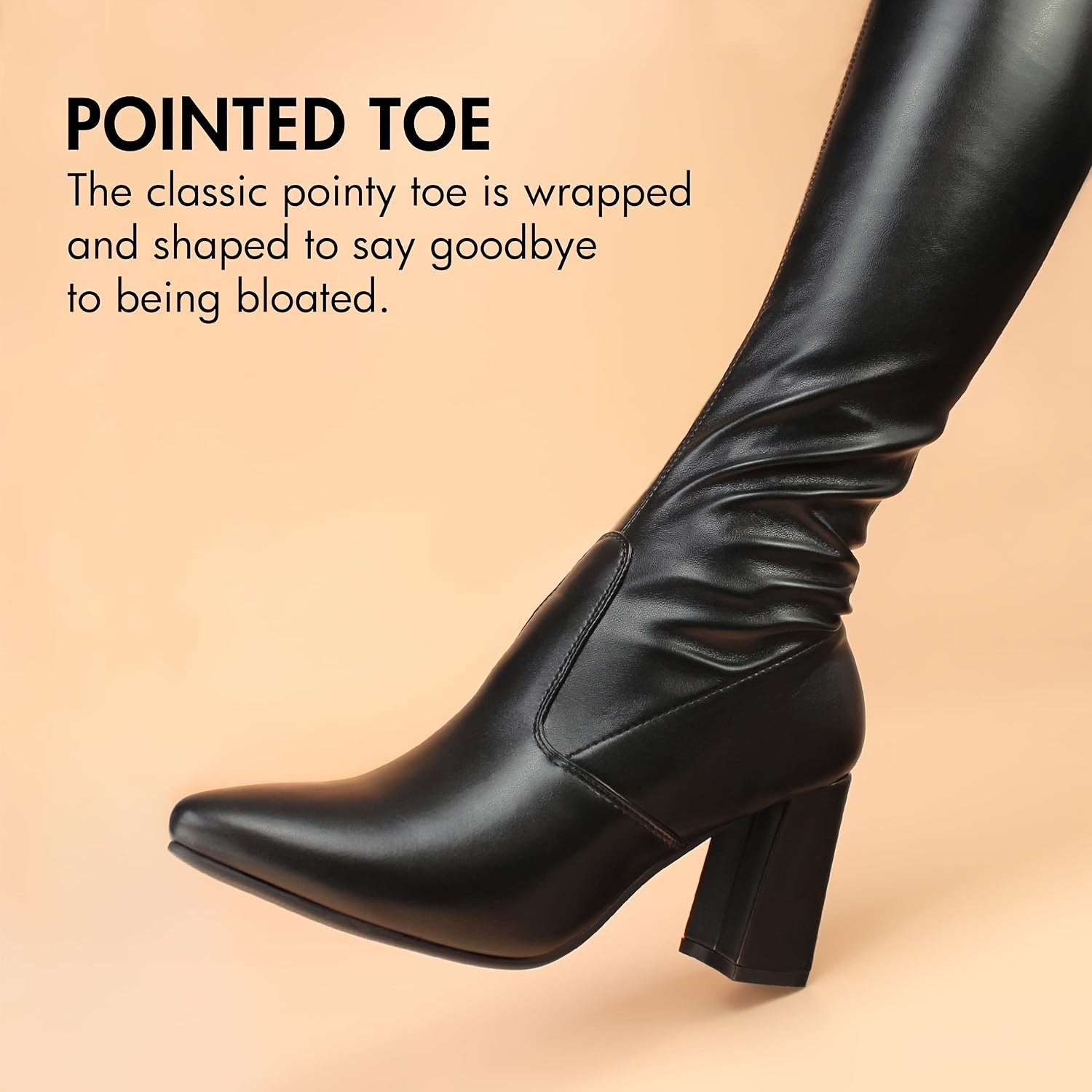 [Fall Winter Comfort Thigh Boots] Women's Fall Winter Comfort Thigh High Boots, Black Point Toe And High-heel Over The Knee Boots