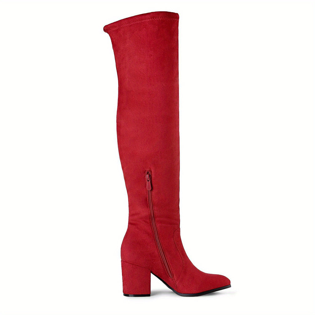 Over The Knee Thigh High Boots, Stretch Block Heel Women's Long Boots for Autumn Winter with Dresses, Jeans, Leggings, Stockings, Sweaters, for Party, Dance, Shopping, Walk, Office, Gift for Friends, Wife, Sister, Daughter