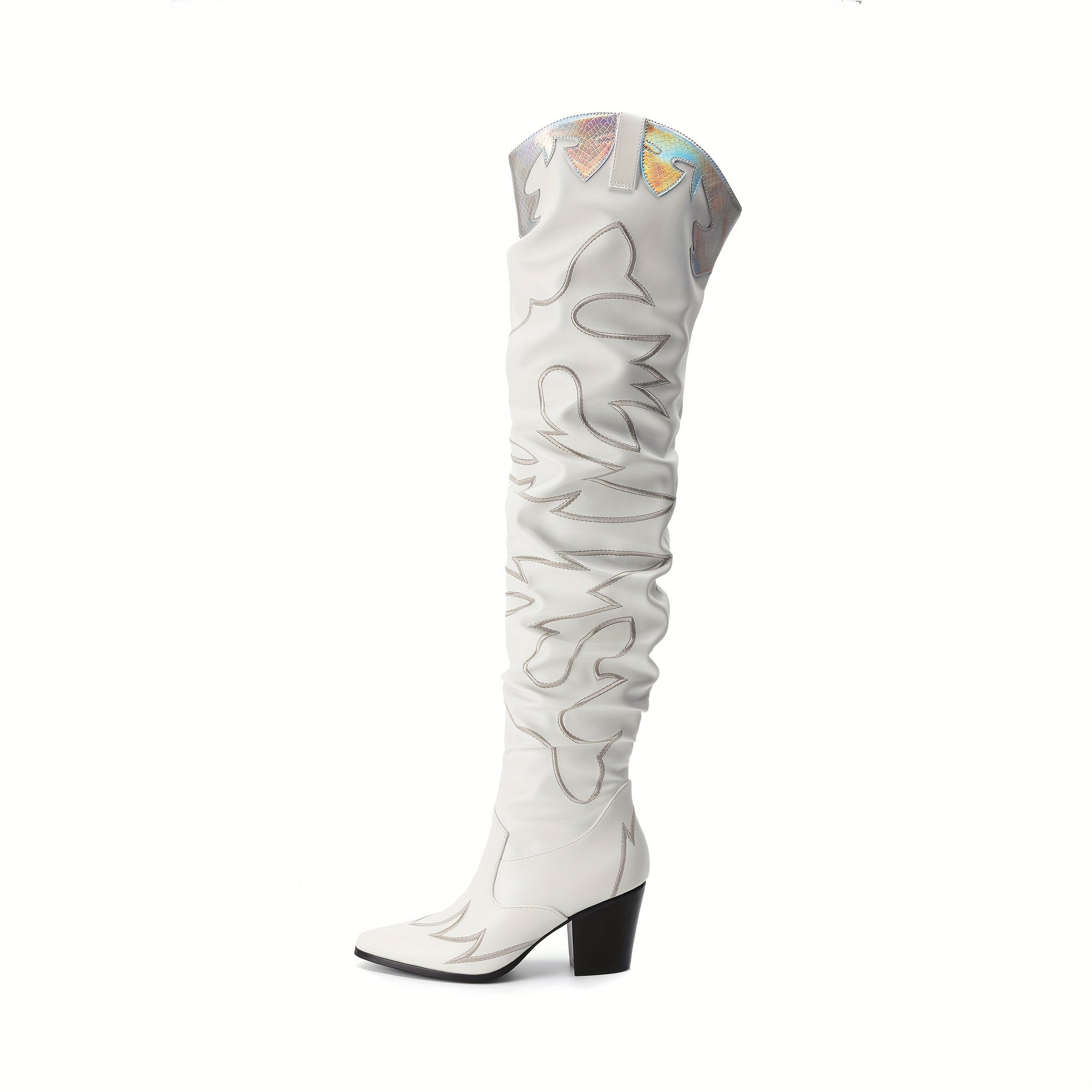 Western Cowboy Boots Over The Knee Western Cowgirl Pointed Toe Boots Women Thigh High Boots Suitable for Party, Dance, Shopping, Walk, Office. Perfect Gift for Friends, Wife, Sister, Daughter.