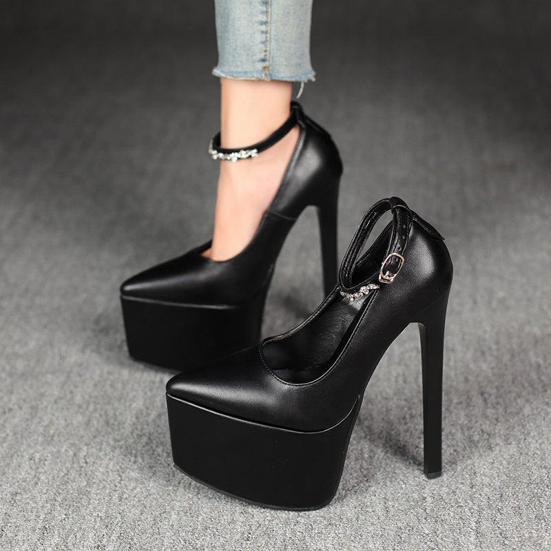 Women's Ultra-High Block Heel Platform stiletto heels - All-Season Elegant black Faux Cover Glossy Dress Shoes with Arch Support, Non-Slip Rubber Sole & Cushioned Insole for Formal Events, Parties, Casual Attire - All-'s High