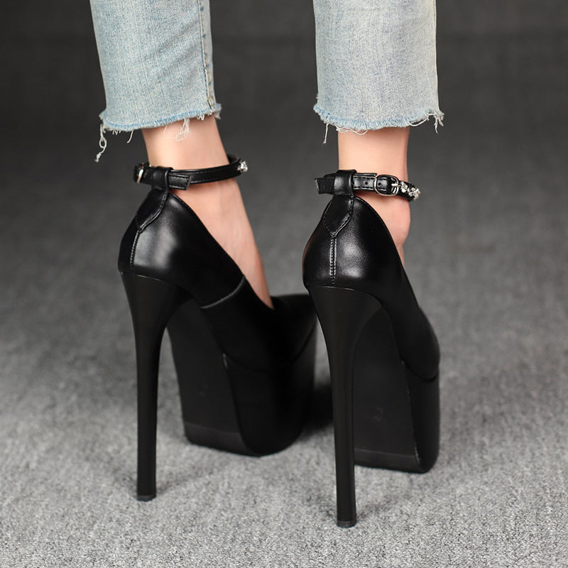 Women's Ultra-High Block Heel Platform stiletto heels - All-Season Elegant black Faux Cover Glossy Dress Shoes with Arch Support, Non-Slip Rubber Sole & Cushioned Insole for Formal Events, Parties, Casual Attire - All-'s High