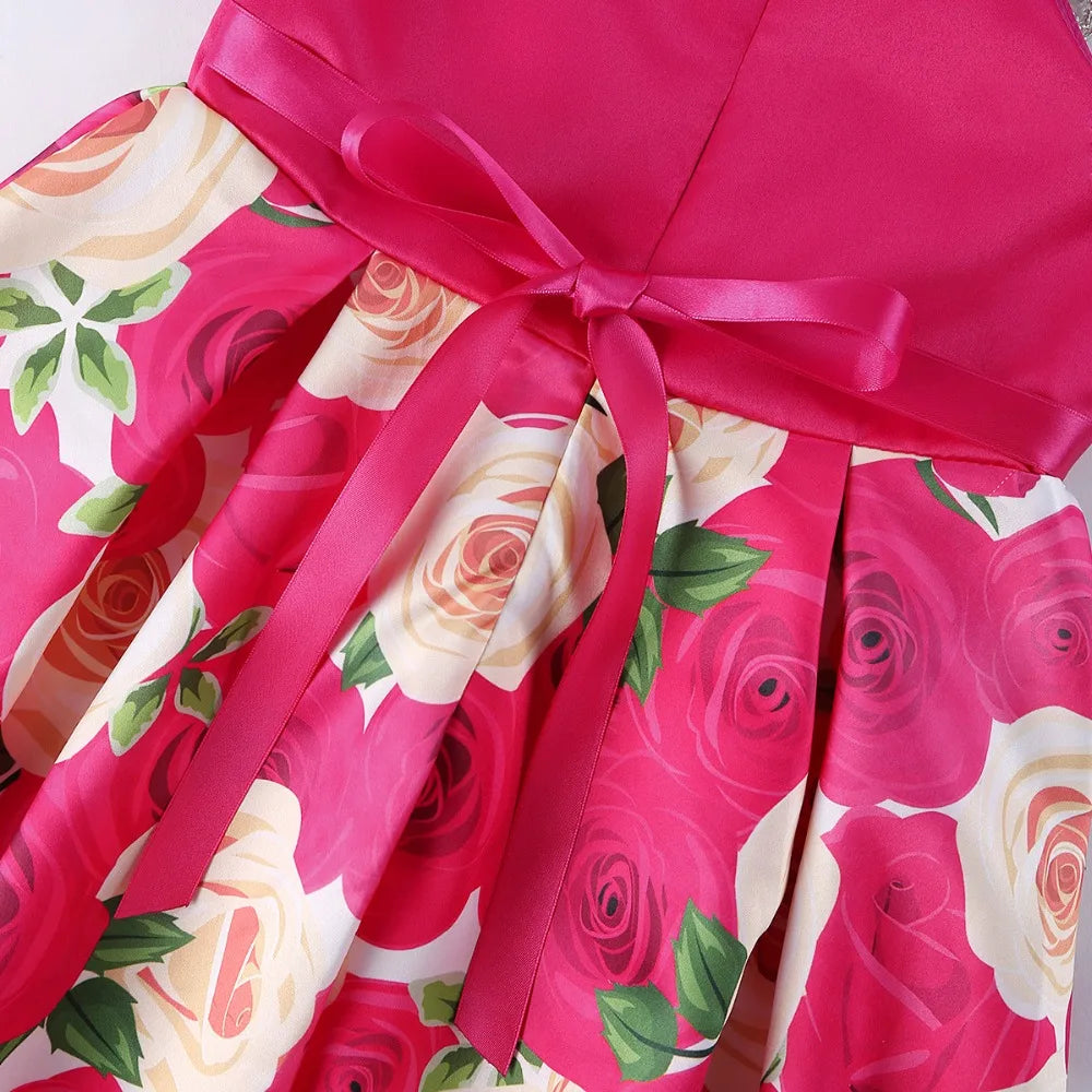 Girls Dress For Kids Clothes Flower One-shoulder Pageant Birthday Wedding Party Princess Children Dress 3 4 5 6 7 8 9 years