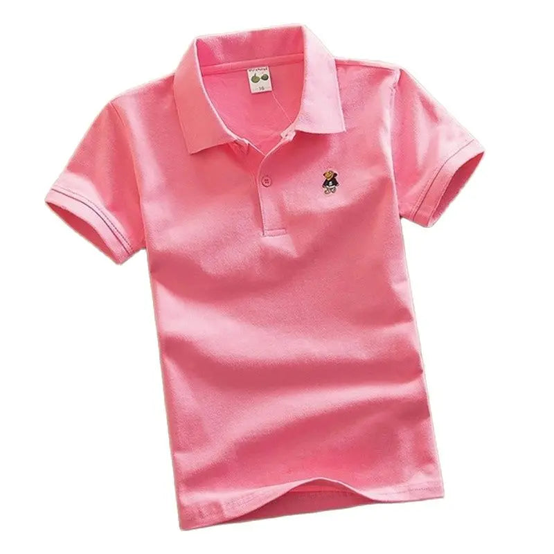 Boys T Shirt  Summer Fashion Cartoon Bear Embroidery School Clothes Little Girls Polo Shirts 3-8 Years Tops Toddler Sportswear