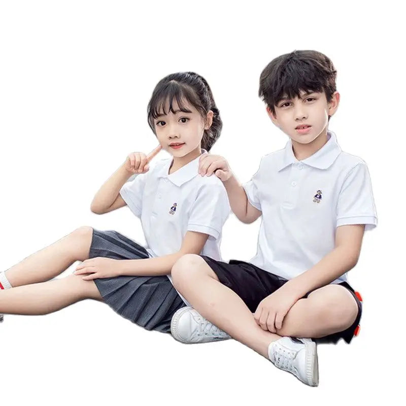 Boys T Shirt  Summer Fashion Cartoon Bear Embroidery School Clothes Little Girls Polo Shirts 3-8 Years Tops Toddler Sportswear