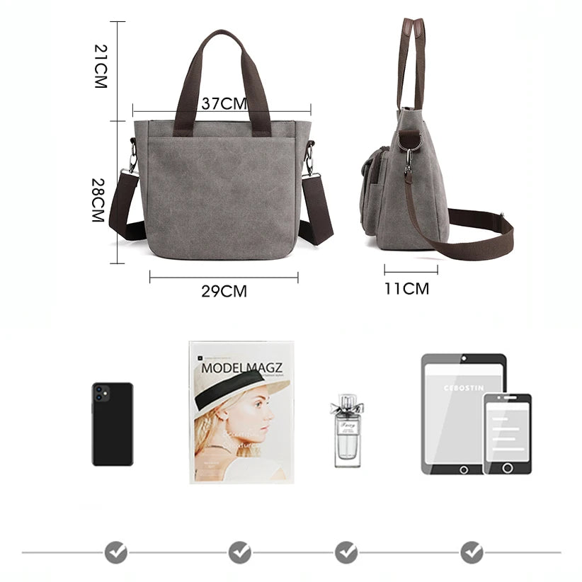 2024 Women Bag New Fashion Messenger Bag Women Shoulder Bag Canvas Handbag Purse Large Capacity Fashion Female Tote Shopping Bag