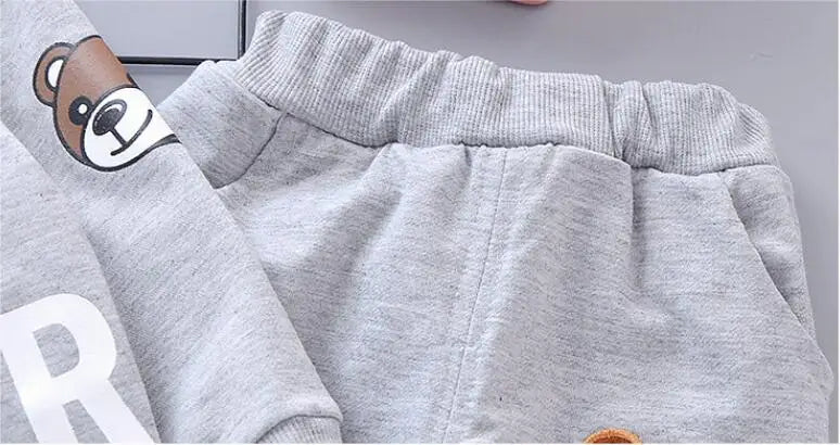 Boys Clothing Sets Children Fashion Cartoon Bear Baby T-shirt Vest Coat And Pants Suit 2pcs Outfits Kids Sport Suit1-4 years