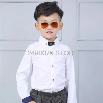 Shirts For Boys Brand Spring Autumn Kids Cotton Casual Shirts Children Blouse Clothing Boys Teenage Sports School Uniform Shirts