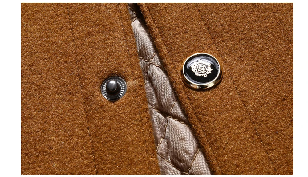 Men's Woolen Coat Hot Sale Of The Season Casual Business Gentleman Mid-Length Thickened Scarf Collar Outerwear Winter Warm Men's