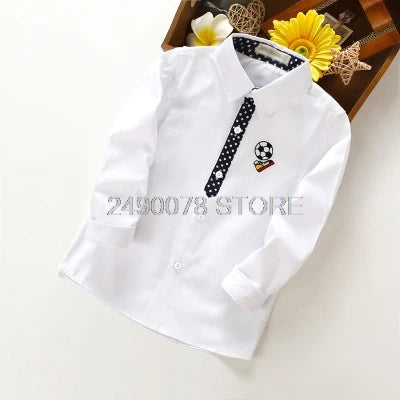 Shirts For Boys Brand Spring Autumn Kids Cotton Casual Shirts Children Blouse Clothing Boys Teenage Sports School Uniform Shirts