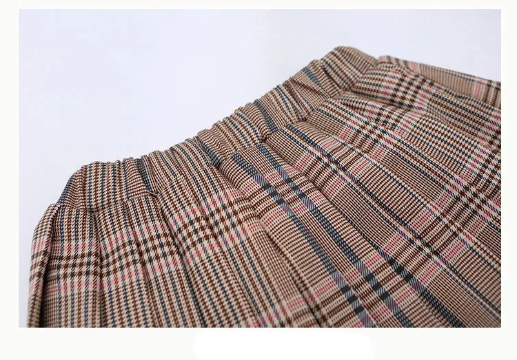 Girls Clothing Suit For Formal Party Blazer And Skirt Set Fashion Spring Children Cotton Linen Plaid Outfits 4 5 7 9 11 12 13Yrs