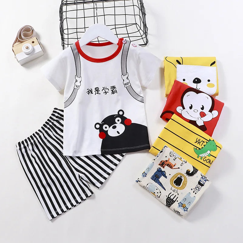 Kids Clothes Set Baby Boy/Girl T-Shirt + Shorts Summer Clothing Cotton Cartoon Casual Boys Tracksuit Children Baby Clothes Set