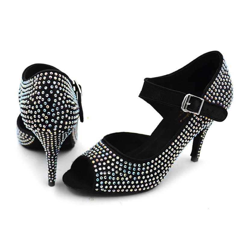Rhinestone Latin Dance Shoes Diamond Girls Ballroom Latin Shoes Sneakers Woman Dance Salas Shoes Women Hot Sale JuseDanc