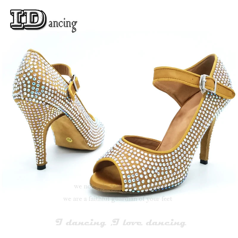 Rhinestone Latin Dance Shoes Diamond Girls Ballroom Latin Shoes Sneakers Woman Dance Salas Shoes Women Hot Sale JuseDanc