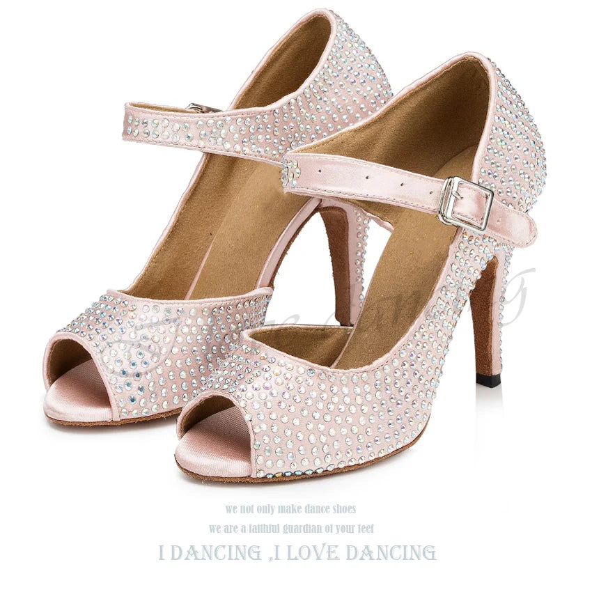 Rhinestone Latin Dance Shoes Diamond Girls Ballroom Latin Shoes Sneakers Woman Dance Salas Shoes Women Hot Sale JuseDanc