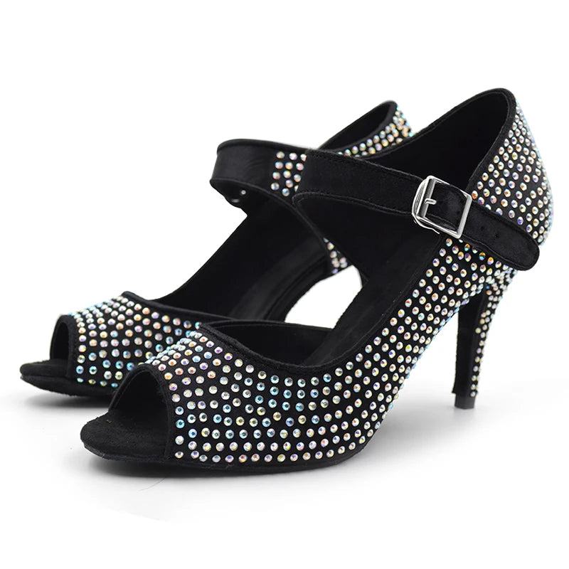 Rhinestone Latin Dance Shoes Diamond Girls Ballroom Latin Shoes Sneakers Woman Dance Salas Shoes Women Hot Sale JuseDanc
