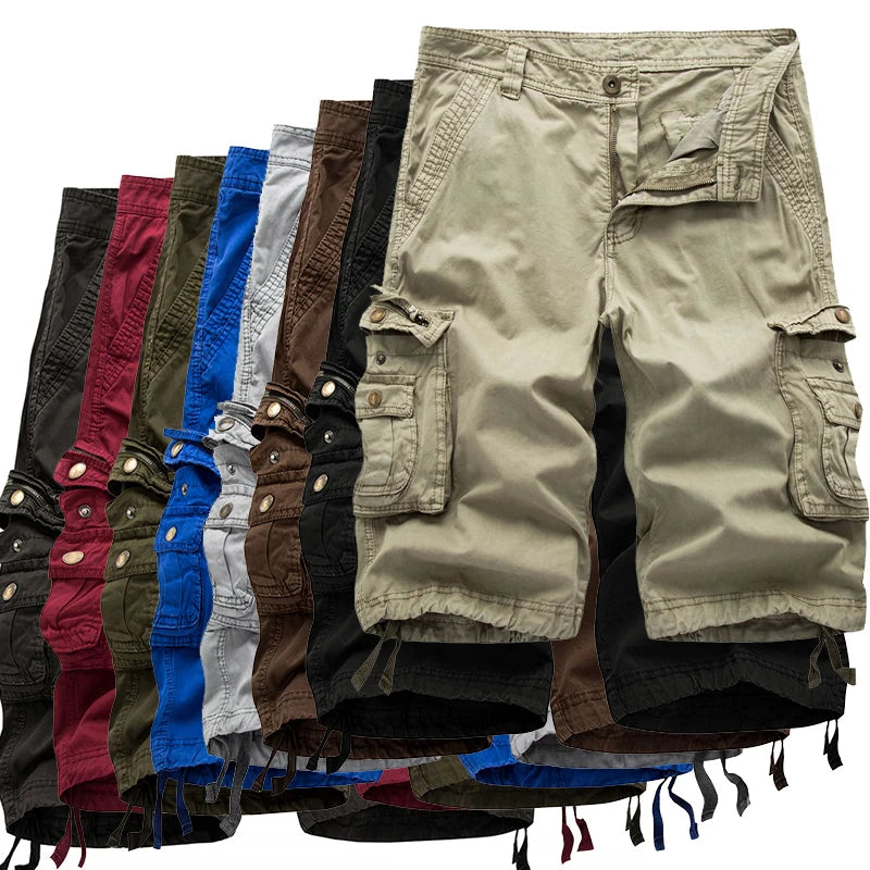Cargo Shorts Men 2024 Summer Army Military Tactical Homme Shorts Casual Solid Multi-Pocket Male Cargo Shorts Plus Size