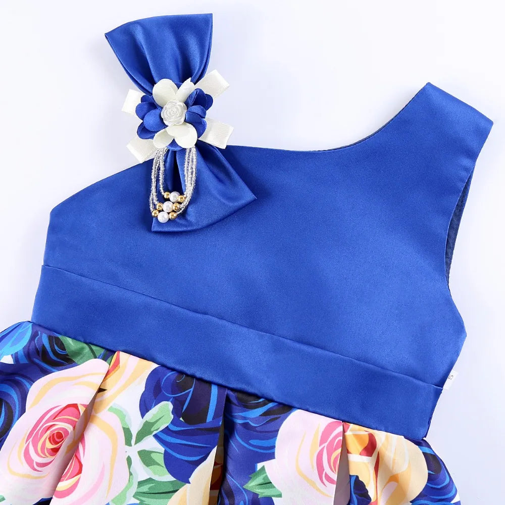 Girls Dress For Kids Clothes Flower One-shoulder Pageant Birthday Wedding Party Princess Children Dress 3 4 5 6 7 8 9 years