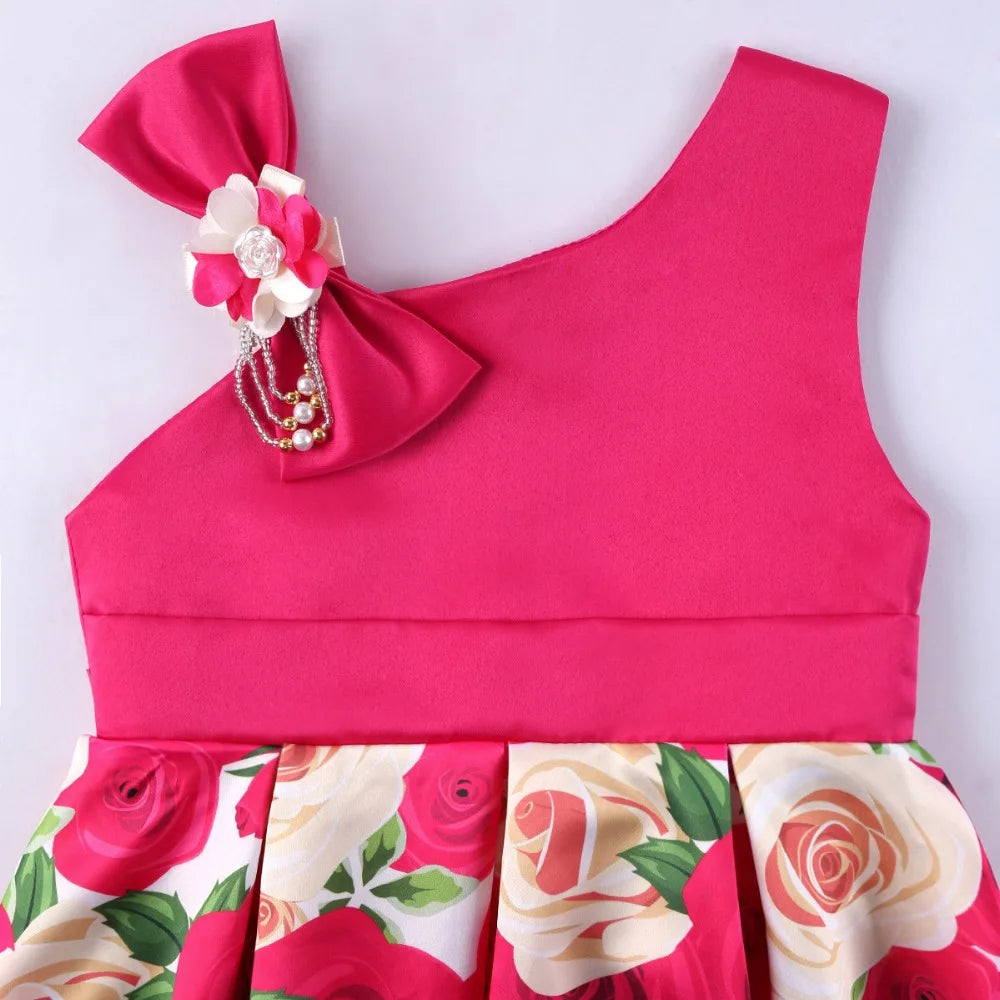 Girls Dress For Kids Clothes Flower One-shoulder Pageant Birthday Wedding Party Princess Children Dress 3 4 5 6 7 8 9 years