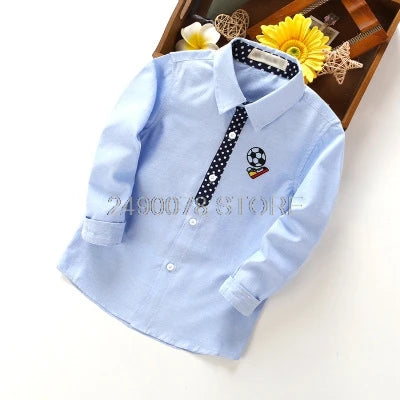Shirts For Boys Brand Spring Autumn Kids Cotton Casual Shirts Children Blouse Clothing Boys Teenage Sports School Uniform Shirts