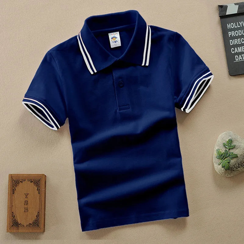 Boys T Shirt  Summer Fashion Cartoon Bear Embroidery School Clothes Little Girls Polo Shirts 3-8 Years Tops Toddler Sportswear