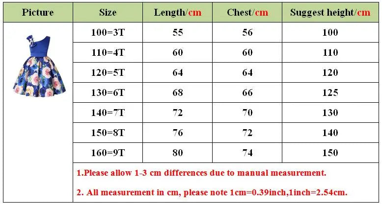 Girls Dress For Kids Clothes Flower One-shoulder Pageant Birthday Wedding Party Princess Children Dress 3 4 5 6 7 8 9 years