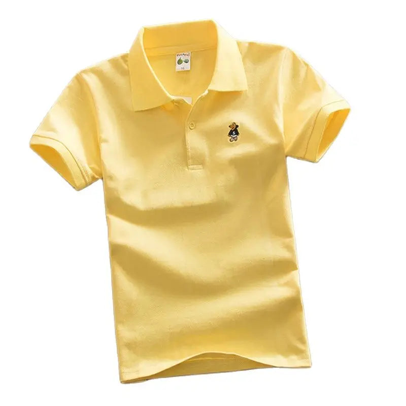 Boys T Shirt  Summer Fashion Cartoon Bear Embroidery School Clothes Little Girls Polo Shirts 3-8 Years Tops Toddler Sportswear