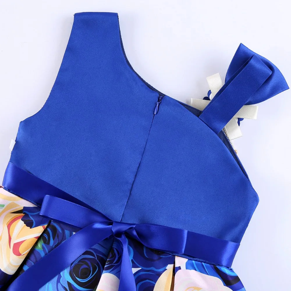 Girls Dress For Kids Clothes Flower One-shoulder Pageant Birthday Wedding Party Princess Children Dress 3 4 5 6 7 8 9 years