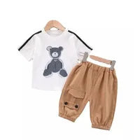Boys Clothing Sets Children Fashion Cartoon Bear Baby T-shirt Vest Coat And Pants Suit 2pcs Outfits Kids Sport Suit1-4 years