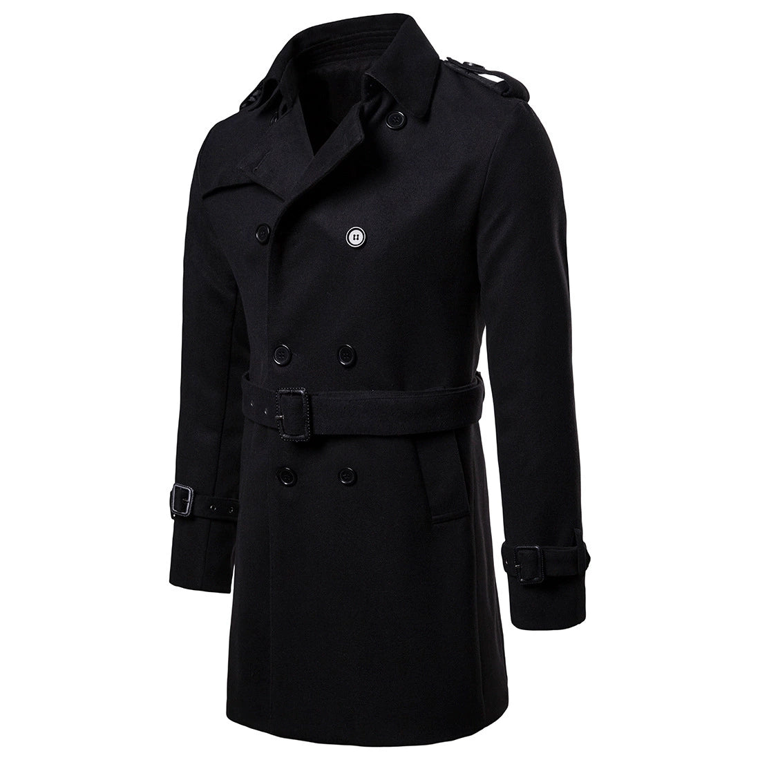 Mens Overcoat Trench Coats Winter Male Pea Coat with Belt Double Breasted Men Wool & Blends Coat Jacket Brand Clothing W10