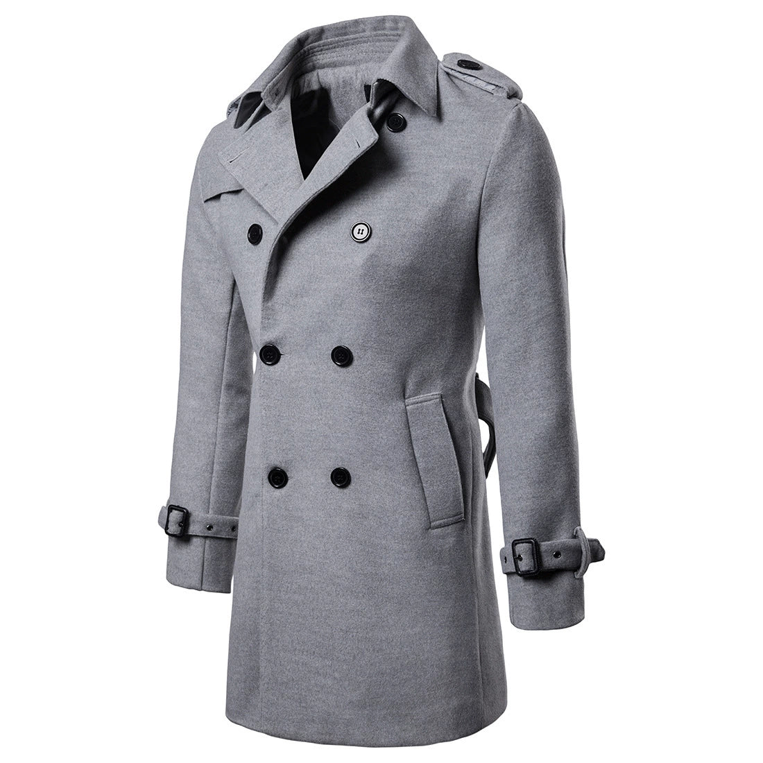 Mens Overcoat Trench Coats Winter Male Pea Coat with Belt Double Breasted Men Wool & Blends Coat Jacket Brand Clothing W10