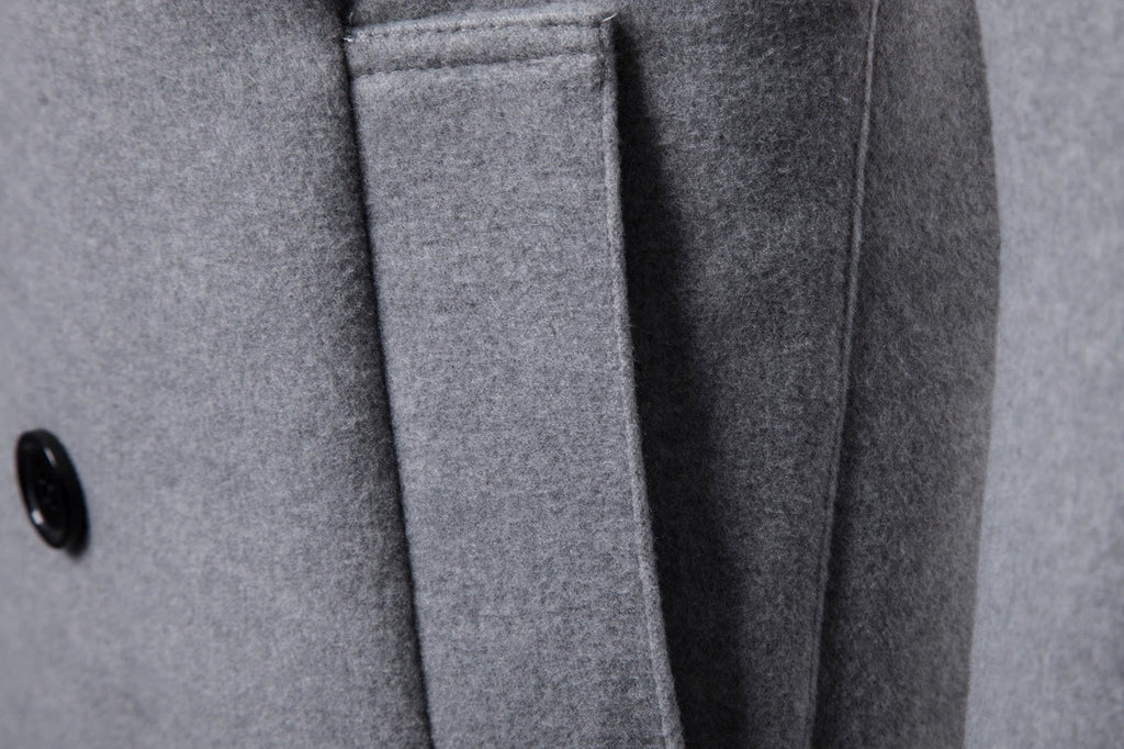 Mens Overcoat Trench Coats Winter Male Pea Coat with Belt Double Breasted Men Wool & Blends Coat Jacket Brand Clothing W10