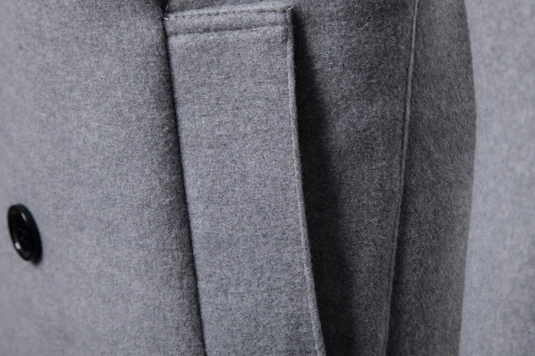 Mens Overcoat Trench Coats Winter Male Pea Coat with Belt Double Breasted Men Wool & Blends Coat Jacket Brand Clothing W10