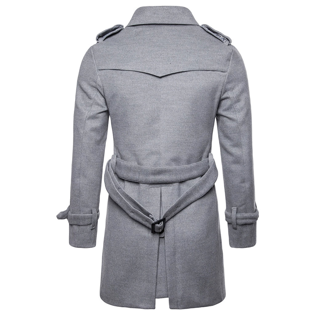 Mens Overcoat Trench Coats Winter Male Pea Coat with Belt Double Breasted Men Wool & Blends Coat Jacket Brand Clothing W10
