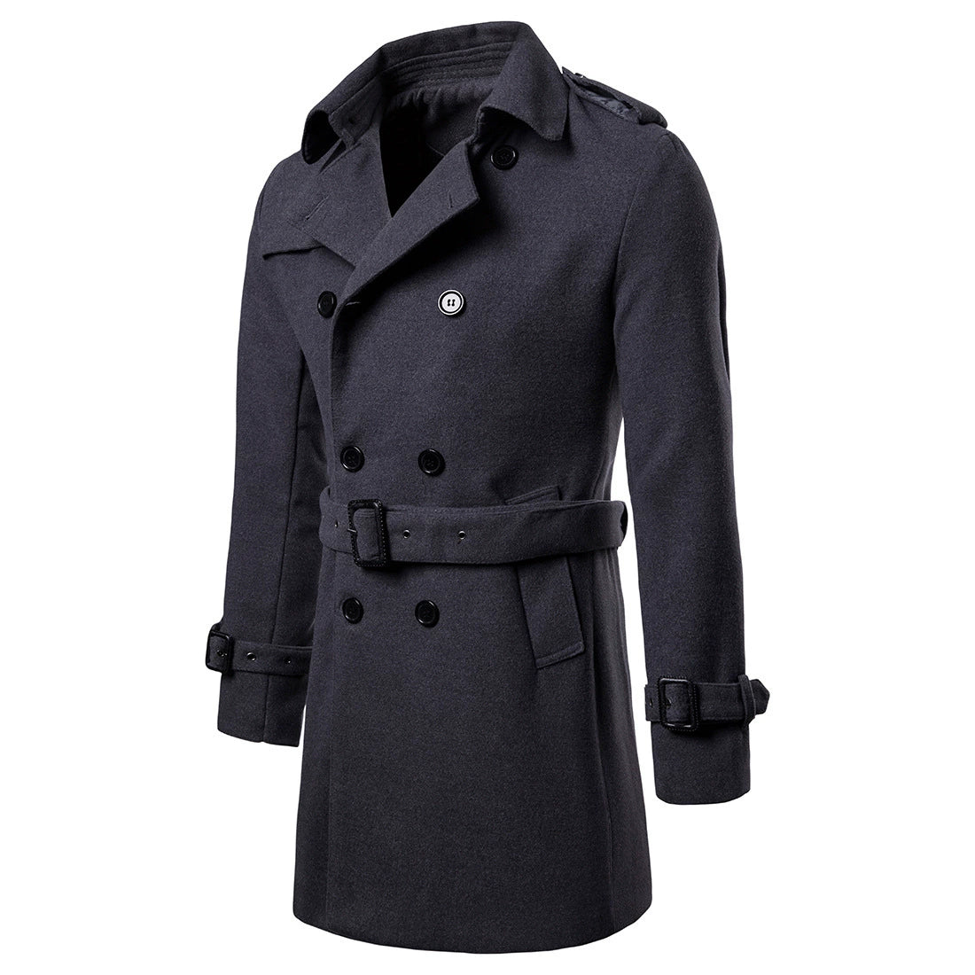 Mens Overcoat Trench Coats Winter Male Pea Coat with Belt Double Breasted Men Wool & Blends Coat Jacket Brand Clothing W10