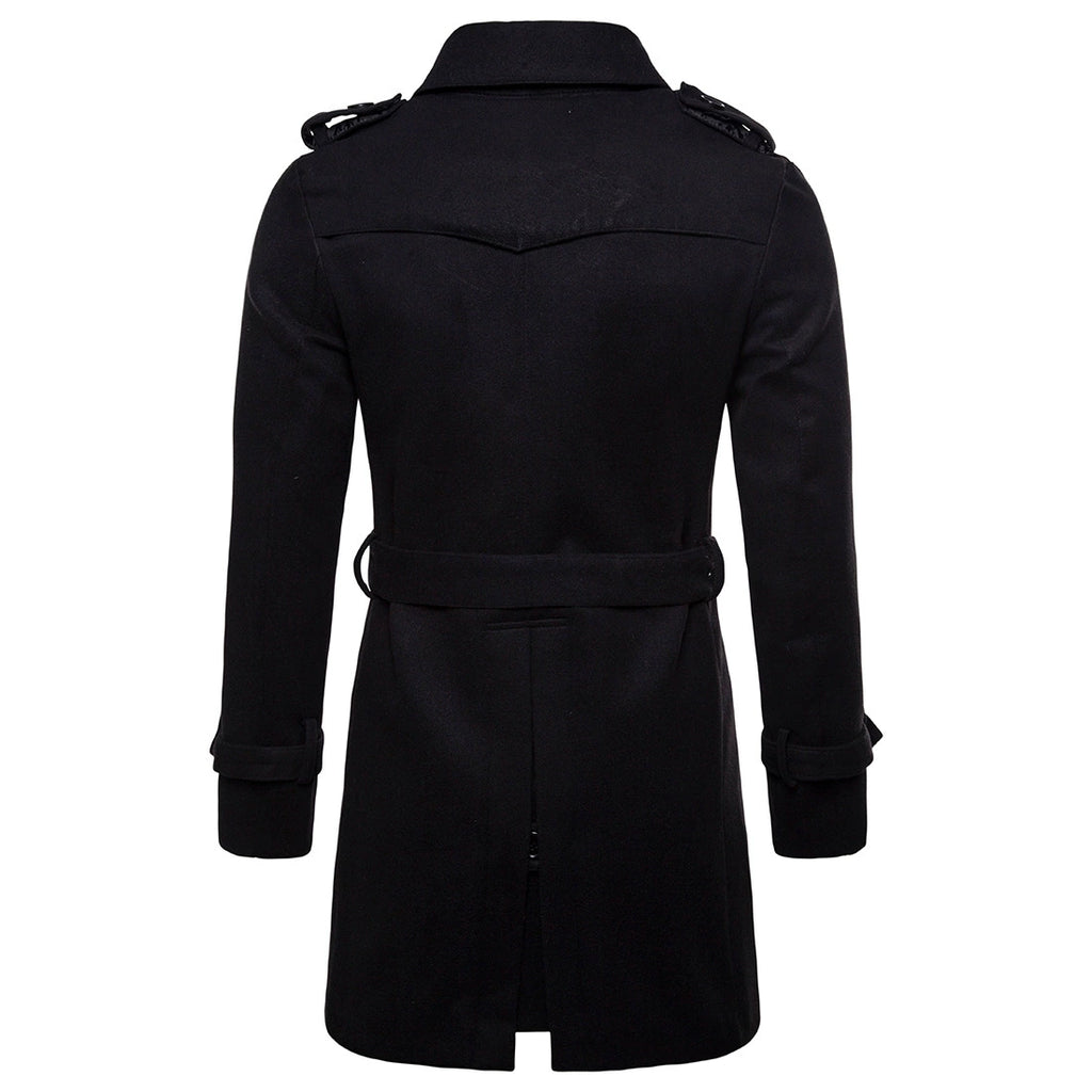Mens Overcoat Trench Coats Winter Male Pea Coat with Belt Double Breasted Men Wool & Blends Coat Jacket Brand Clothing W10