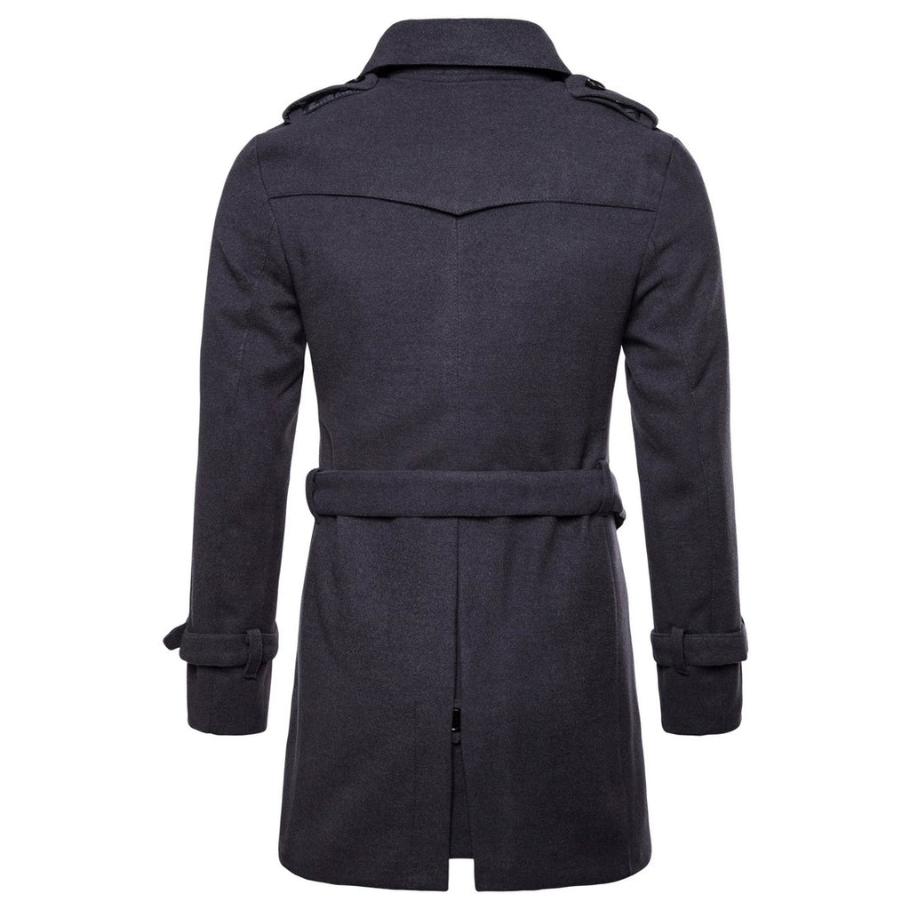 Mens Overcoat Trench Coats Winter Male Pea Coat with Belt Double Breasted Men Wool & Blends Coat Jacket Brand Clothing W10