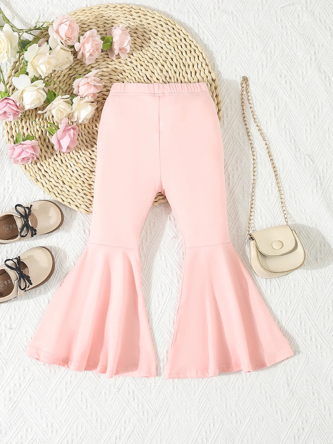 Autumn Kids Girls Clothing  Solid Color Bell-bottoms Elastic Waist  Flared Trousers Leggings Toddler Infant Girl's Clothing