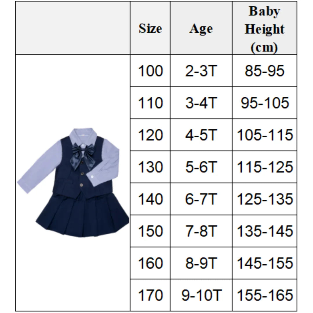 Kids Uniform for Boys Girls Vest 4 PCS Long Sleeve Autumn Back to School Clothing Set Teenage Preppy Style Daily Fashion Dress