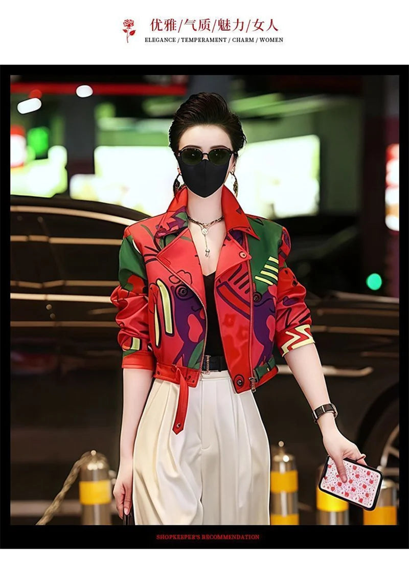 Women Jacket 2025 New Female Short Coat Fashion Printing Jackets Ladies Xiaoxiangfeng High-end Coats With Lining Overcoat Lady