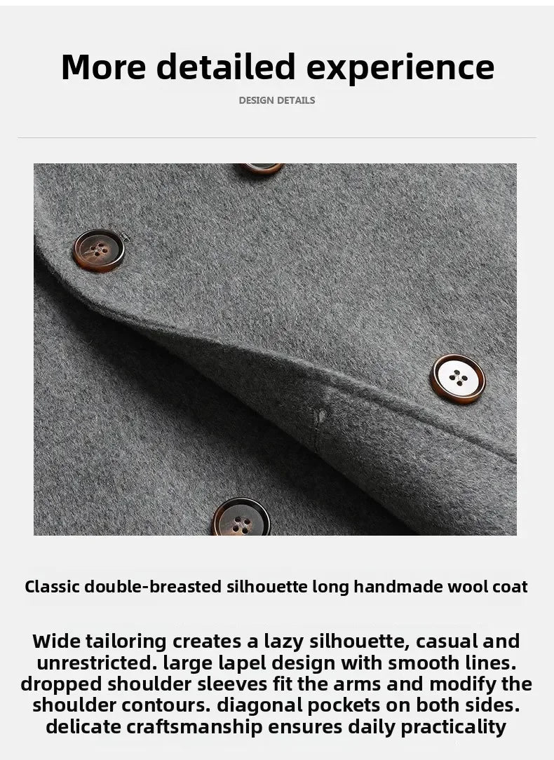 Top Quality Winter Wool Long Coats for Men Double-breasted Padded Cotton Woolen Long Coat Warm Business Mens Windbreaker Jacket