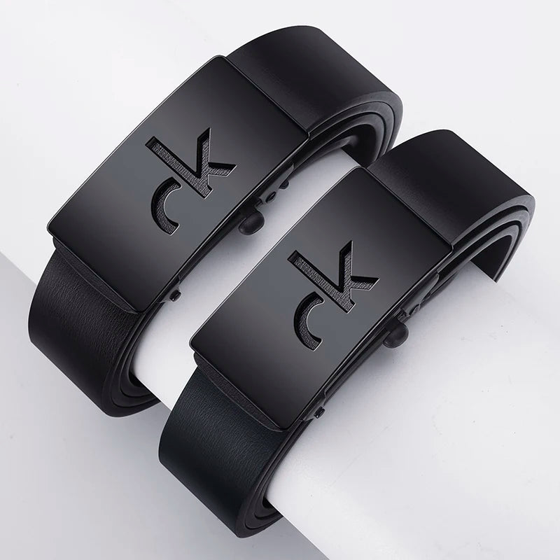 Retro Simple Men's Alloy Automatic Buckle Business Belt With Shorts Belt Accessories Fashion Men's Casual Belt