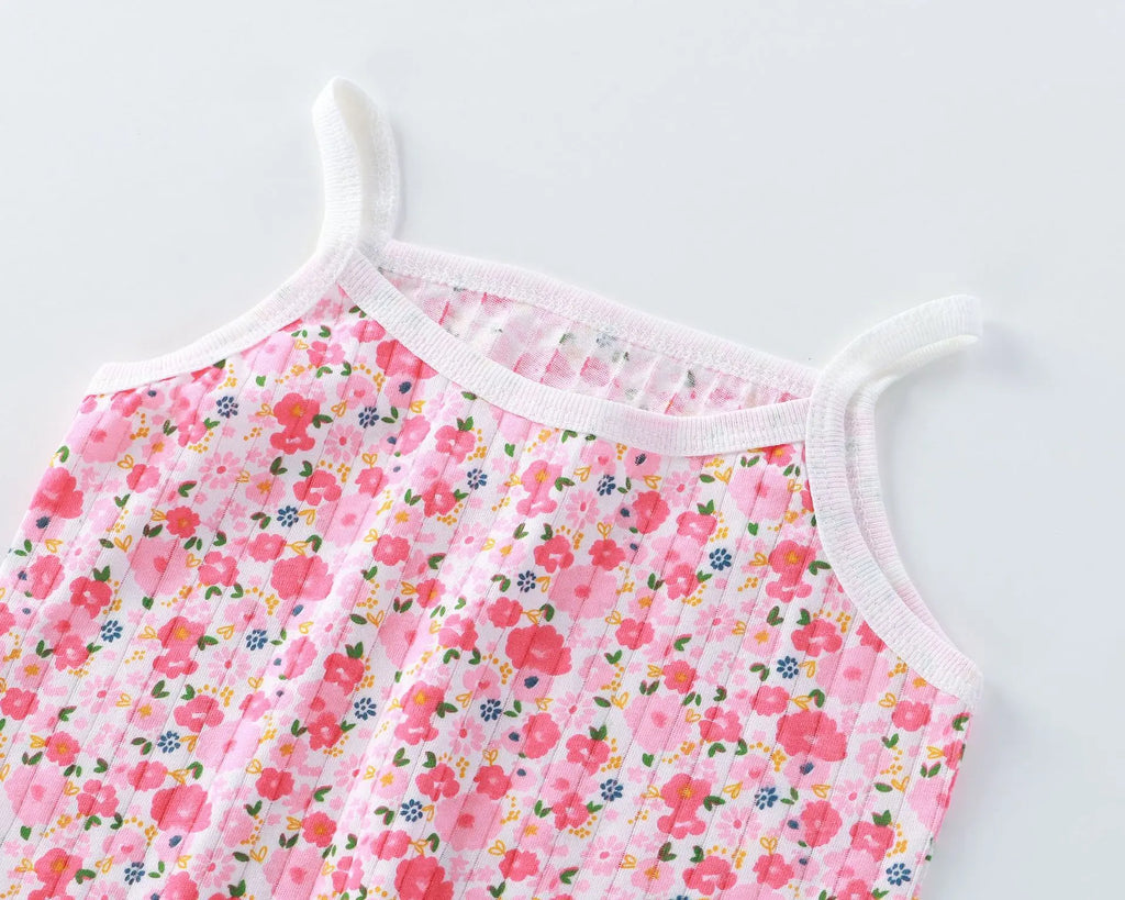 Girls Summer Clothes Sets New Baby Sleeveless Tops Shorts 2 Pieces Suit Girls Square Collar Clothing Set Kids Cotton Clothes