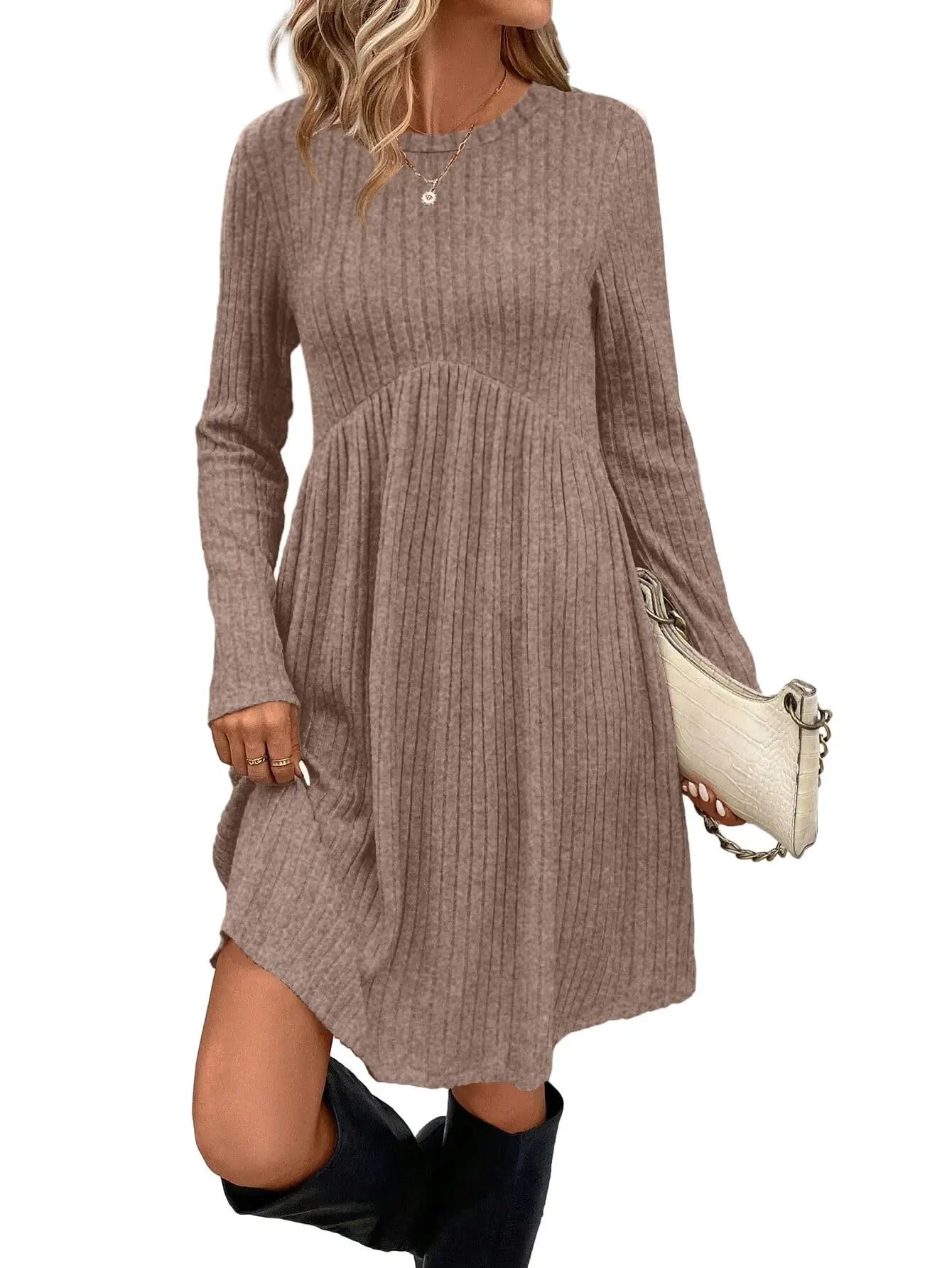 Dresses 2025 Woman Knitted Dress Slim Solid Color Simple Style Vestidos Long Sleeves All-match Casual Elegant Temperament Trendy
