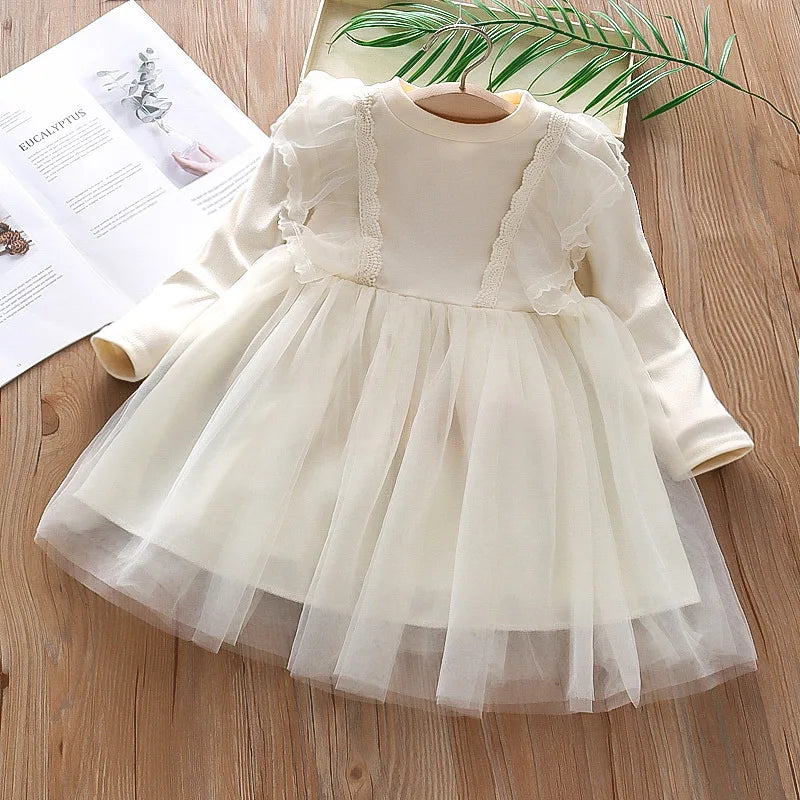 Girls Clothing Dress Autumn New Girls Dess Long Sleeve Dress Vestidos Mesh Tutu Princess Dress
