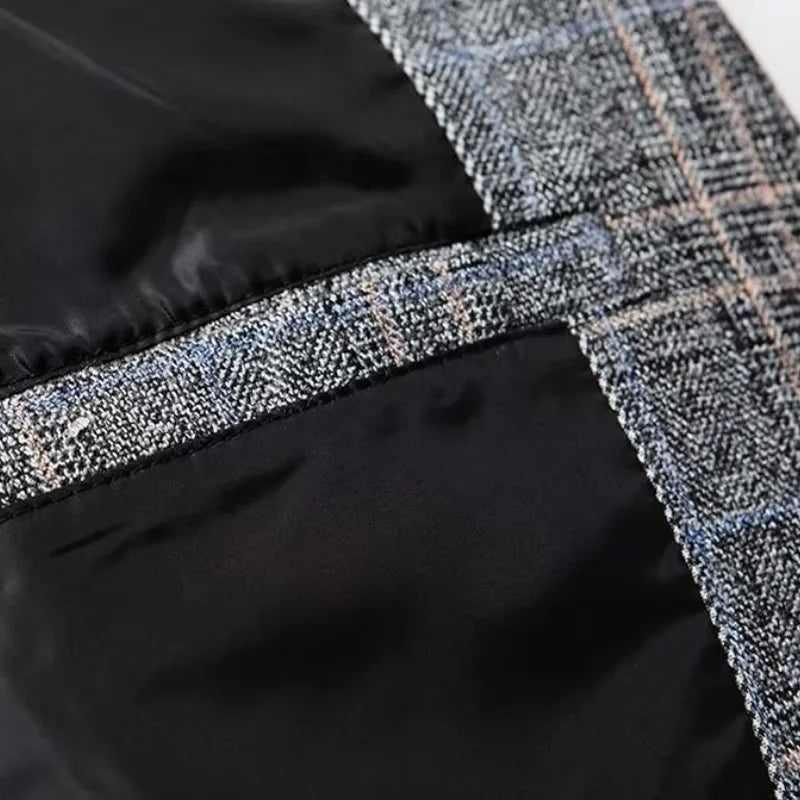 Men's Winter Suit Jacket - Classic Checked Blazer | Warm Thickened Formal Coat | Autumn/Winter Business & Leisure Wear